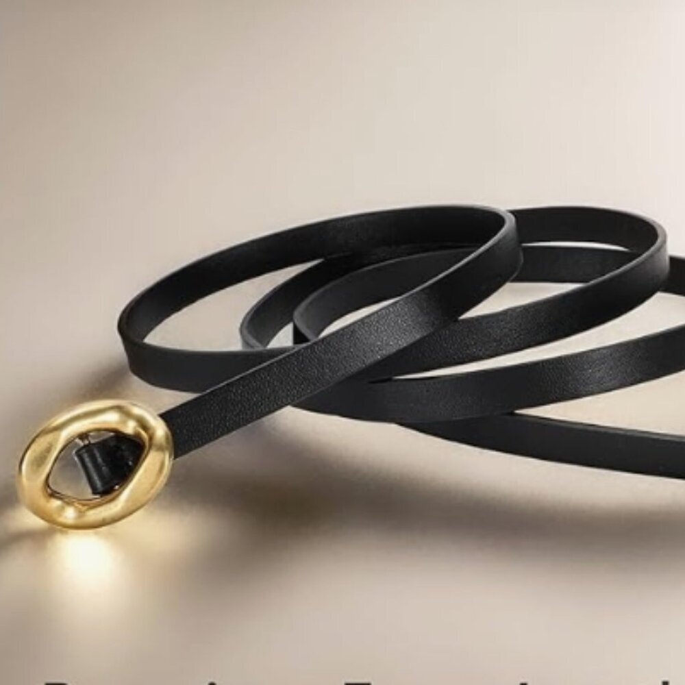 Long Skinny Faux Leather Adujstable Belt | Black | NWOT